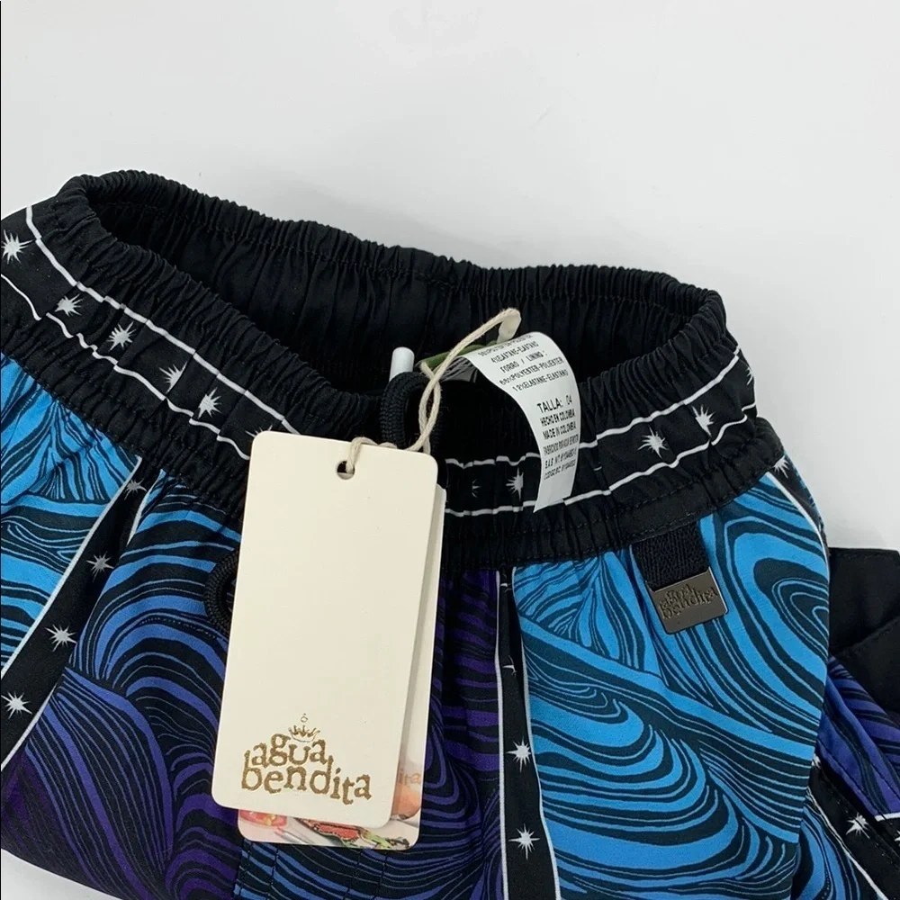 Agua Bendita Luke Eter swim shorts trunks blue purple swirl patch boys new 4